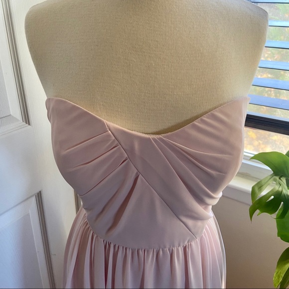 SOCIAL Bridesmaids Strapless Georgette Gown Blush Size 10 - Picture 4 of 10